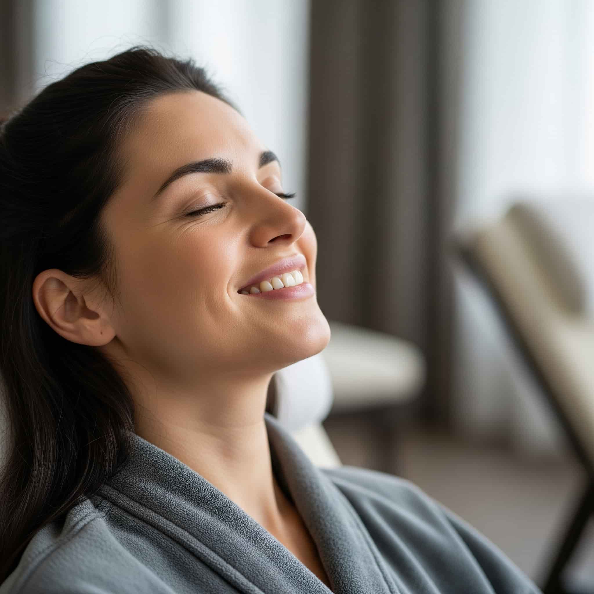 Ospite di un hotel che si rilassa nella spa, promossa tramite la radio interna