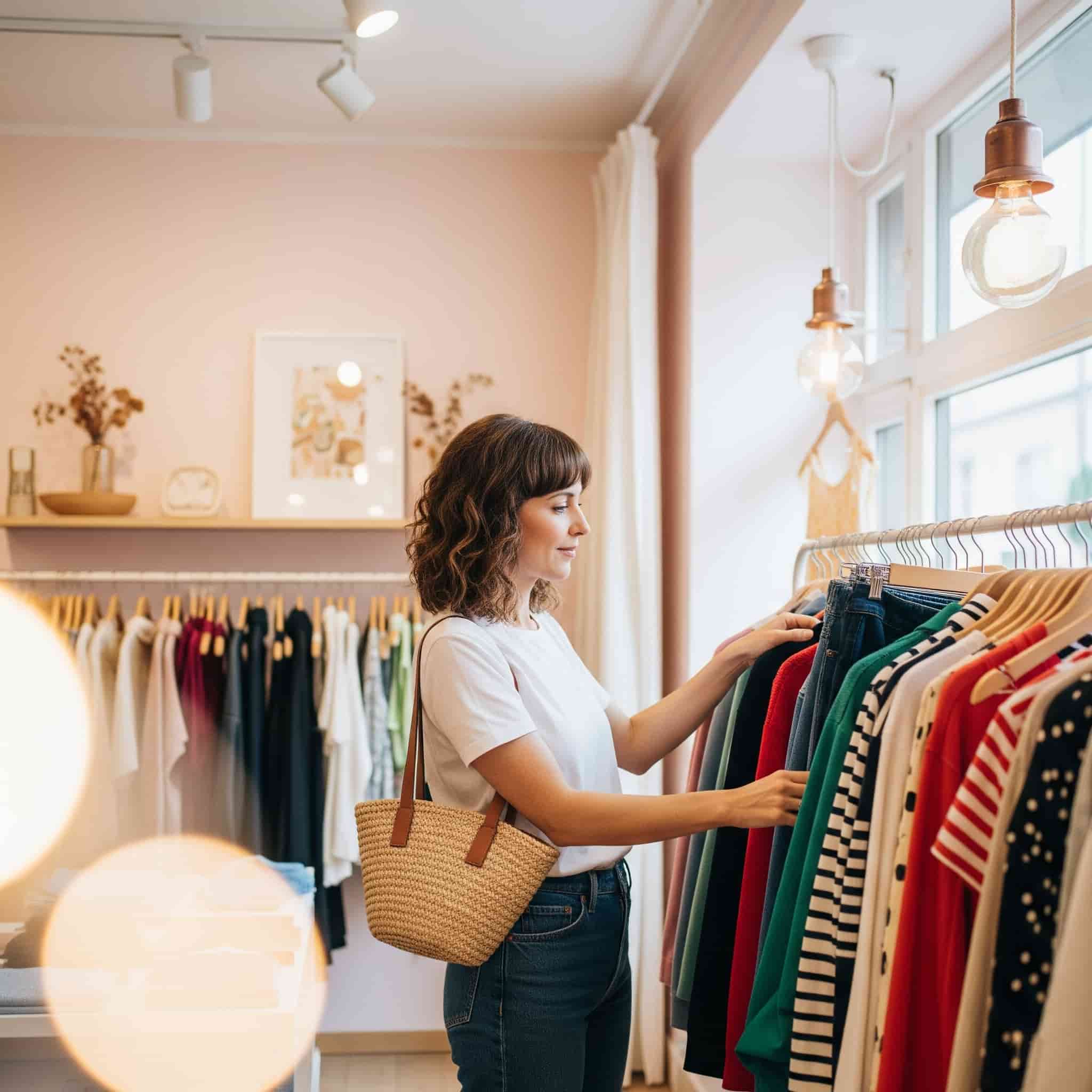 Cliente soddisfatto in un negozio con musica di sottofondo